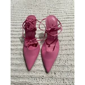 ASOS Design Nightly Pointed Toe Wrap Tie Stiletto Shoes Womens 7 Pink 109348654